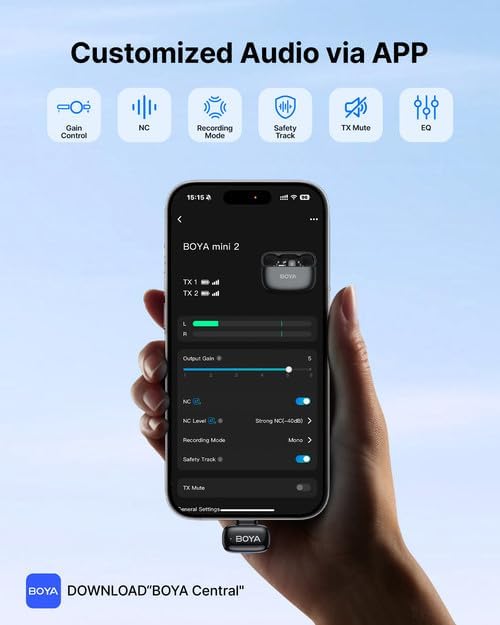 BOYA Mini 2 Micrófono Lavalier Inalámbrico para iPhone 15\/16\/17 y...