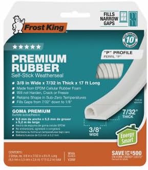 Frost King EPDM Cinta autoadhesiva de goma, sección P, 3\/8" W,...