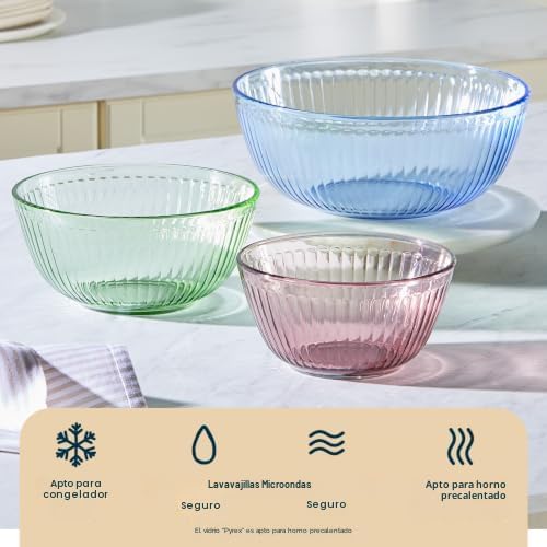 Pyrex Colores tintados (paquete de 3) cuencos para mezclar de vidri...
