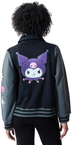 Bioworld Sanrio Kuromi Varsity - Chaqueta para mujer, parche bordad...