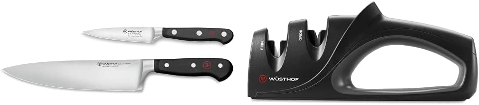 Wüsthof Classic Juego de Cuchillos de Chef de 2 Piezas y Afilador M...