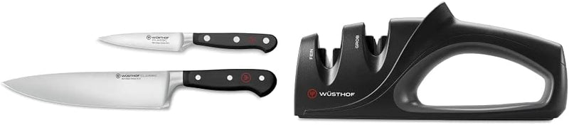Wüsthof Classic Juego de Cuchillos de Chef de 2 Piezas y Afilador M...