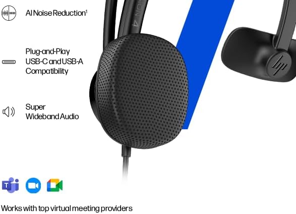 POLY HP Mission 410 Auriculares USB con cable con micrófono para PC...