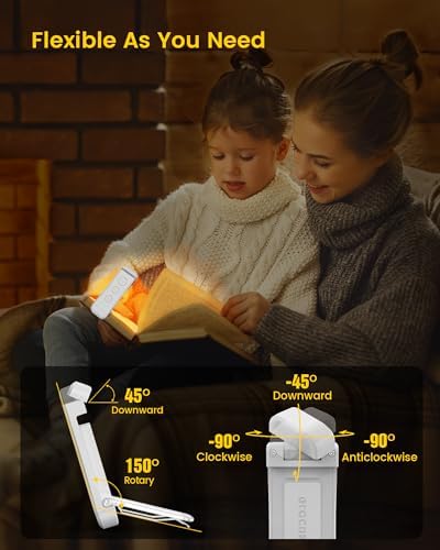 Glocusent Paquete de 2 luces para libros, luz compacta de 5 LED con...
