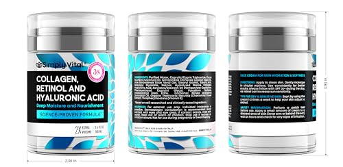 SimplyVital Hidratante facial Retinol Colágeno Hialurónico 3.4 oz (...