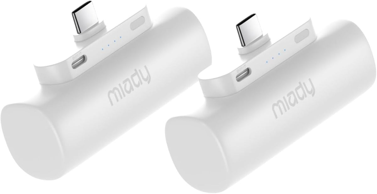 Miady Paquete de 2 mini cargadores portátiles incorporados USB C co...