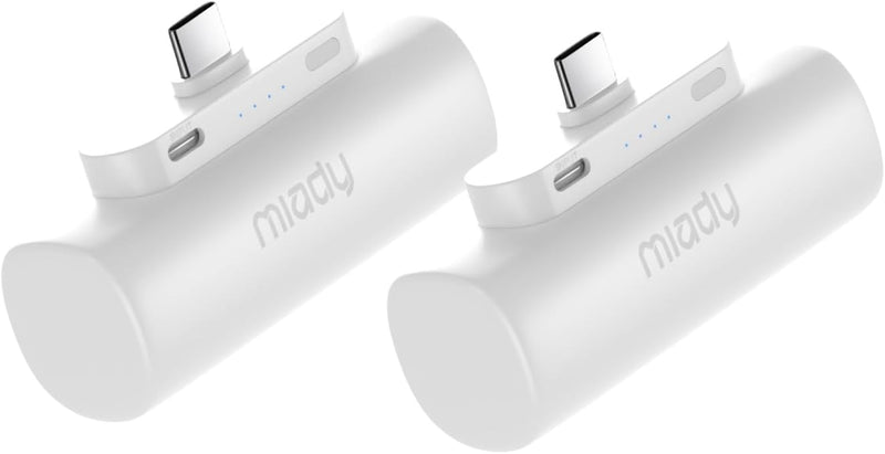Miady Paquete de 2 mini cargadores portátiles incorporados USB C co...