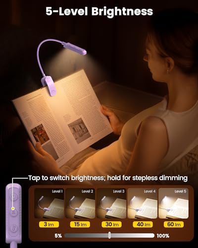 Glocusent Paquete de 2 luces para libros, luz de lectura flexible p...