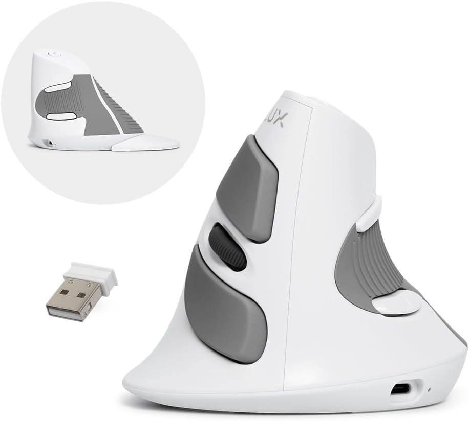 DELUX Ratón vertical ergonómico, ratón vertical recargable (M618G D...