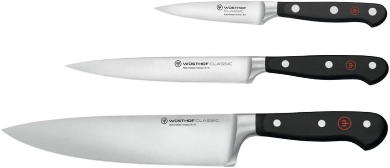 WÜSTHOF Juego de cuchillos de chef clásicos de 3 piezas, color negro