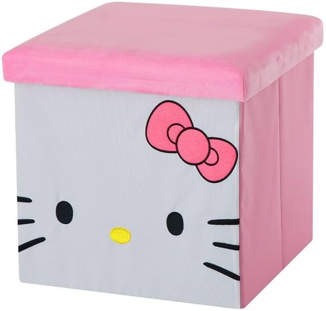 Sanrio Hello Kitty Cubo otomano plegable con tapa, organizador de a...