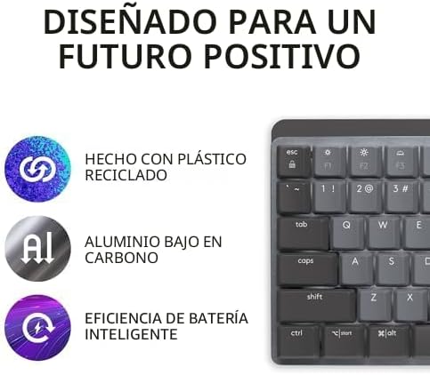 Logitech MX Teclado Inalámbrico Inalámbrico Iluminado Táctil - Graf...