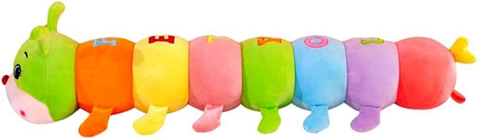 AOQI Almohada de peluche suave multicolor en forma de oruga, gran a...