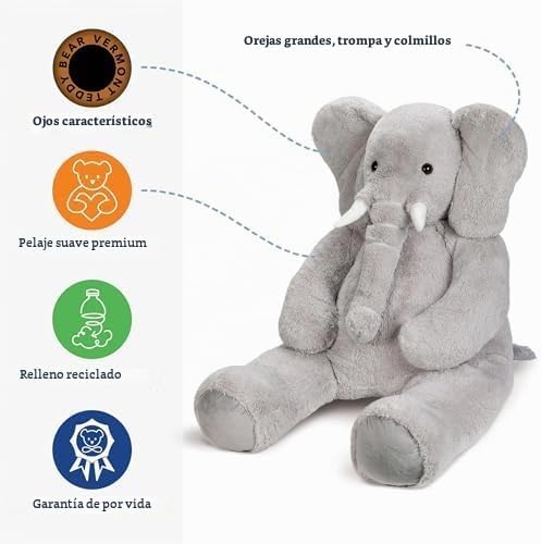 Vermont Teddy Bear Peluche de elefante gigante de 6 pies | USA Bear...