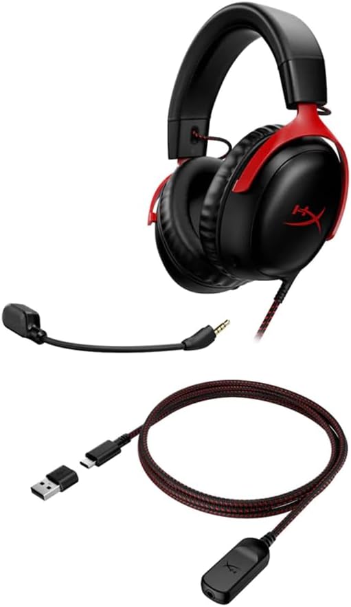 HyperX Cloud III - Auriculares con cable para juegos, PC, PS5, Xbox...