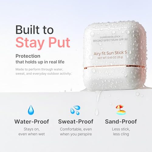 KAHI Airy Fir Sun Stick S - SPF 50+ con llavero de silicona de ping...