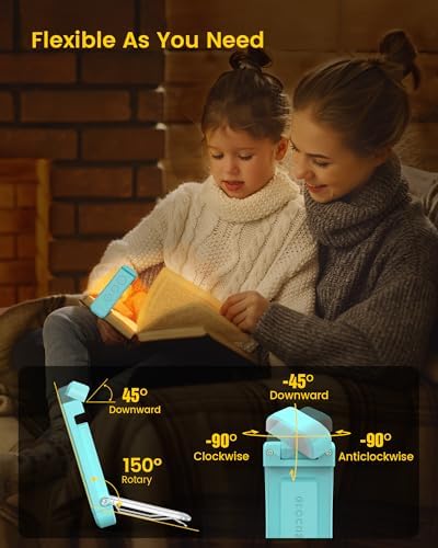Glocusent Paquete de 2 luces para libros, luz compacta de 5 LED con...