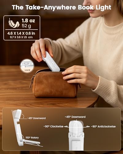 Glocusent Luz de libro recargable por USB, luz de lectura LED portá...