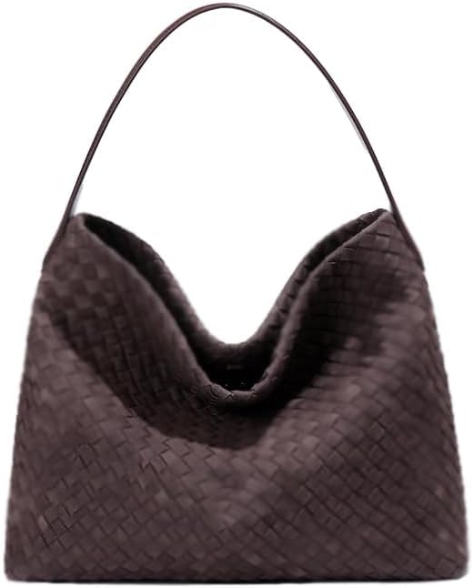 Bolso de hombro tejido para mujer, de piel sintética, con asa super...