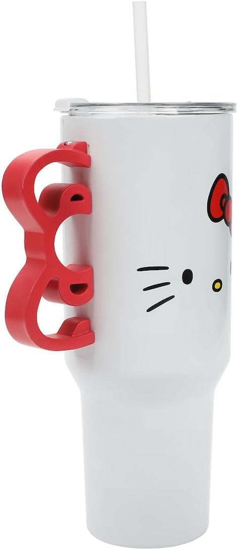 Bioworld Hello Kitty - Vaso de acero inoxidable de 40 onzas con man...