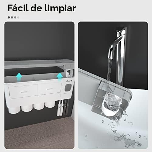 iHave Soportes para cepillos de dientes montados en la pared con |...