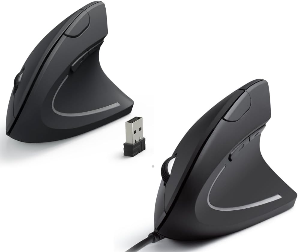 Anker Ratón óptico ergonómico vertical inalámbrico 2.4G y mouse ver...