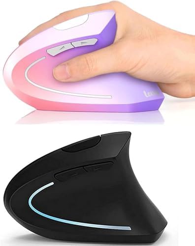 Lekvey Ratón ergonómico inalámbrico negro + ratón ergonómico rosa m...