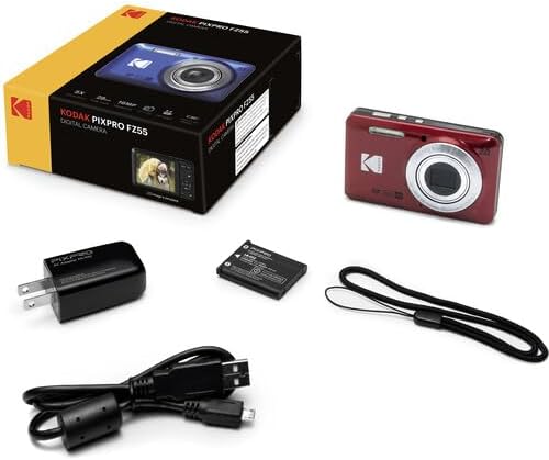 Kodak PIXPRO FZ55 - Cámara digital, color rojo, 16MP Compact Point...