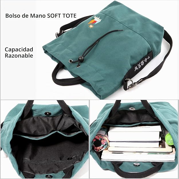 Bolso de mano de lona, bolso de hombro informal, bolso de trabajo, bolso cruzado con bordado de sol