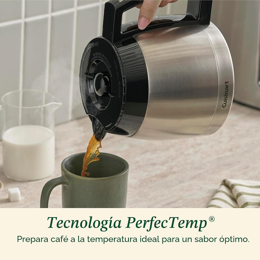 Cuisinart - Cafetera programable de 12 tazas con jarra térmica DCC-3400P1, acero inoxidable