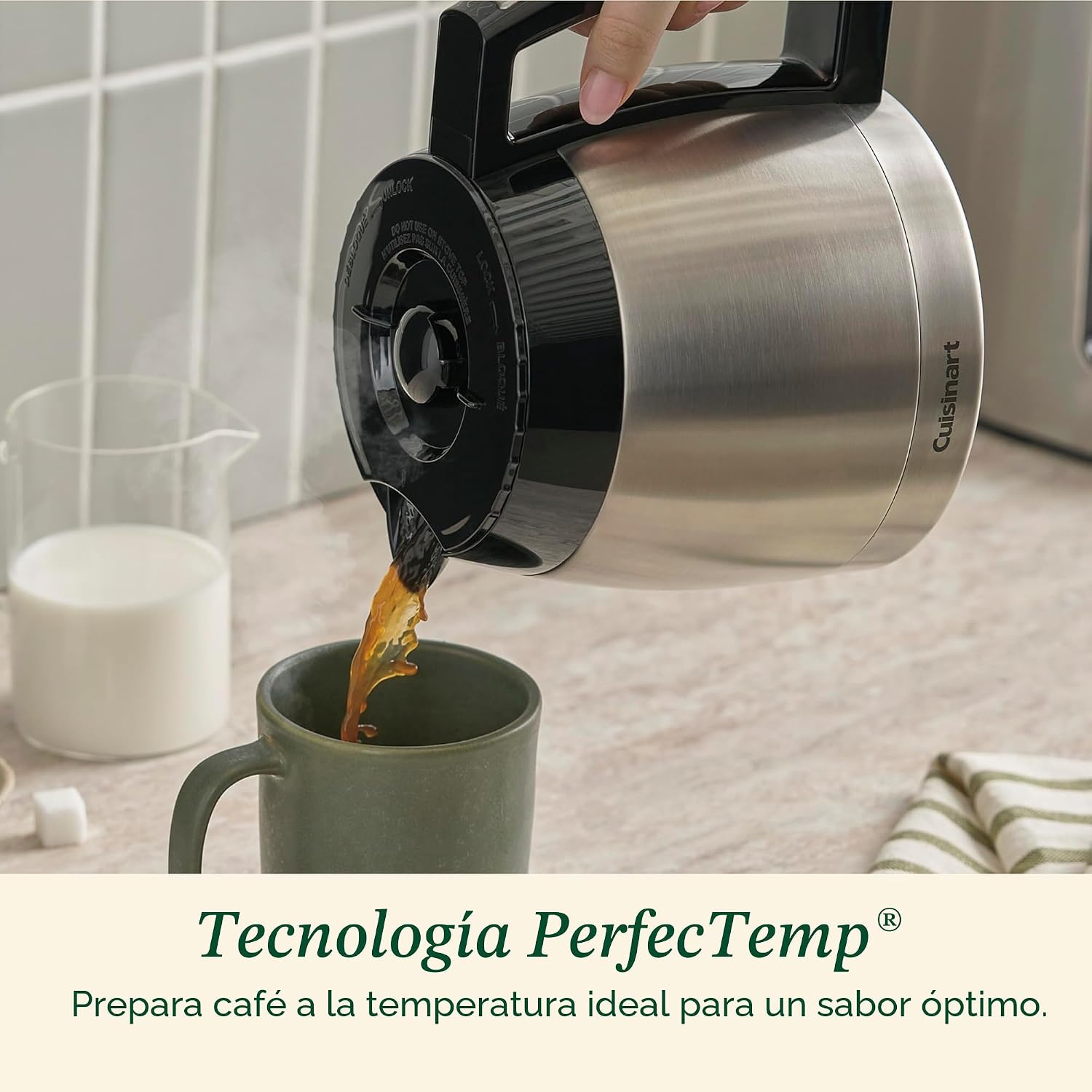Cuisinart - Cafetera programable de 12 tazas con jarra térmica DCC-3400P1, acero inoxidable