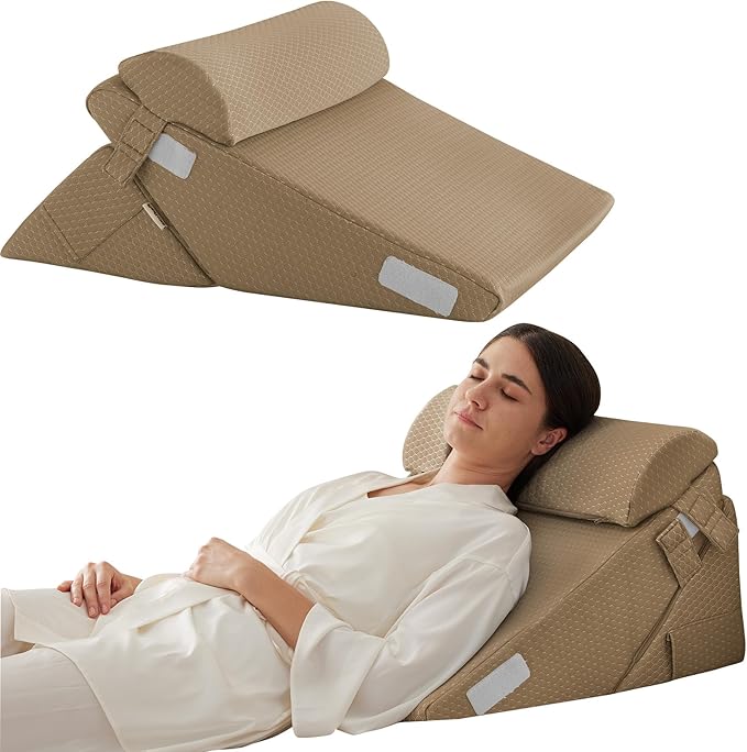 Juego de 3 almohadas ortopédicas de cuña, triangular, plegable, de 9 y 12 pulgadas, para cama, posoperatorio de espalda, piernas y rodillas, dormir, reflujo ácido, ronquidos