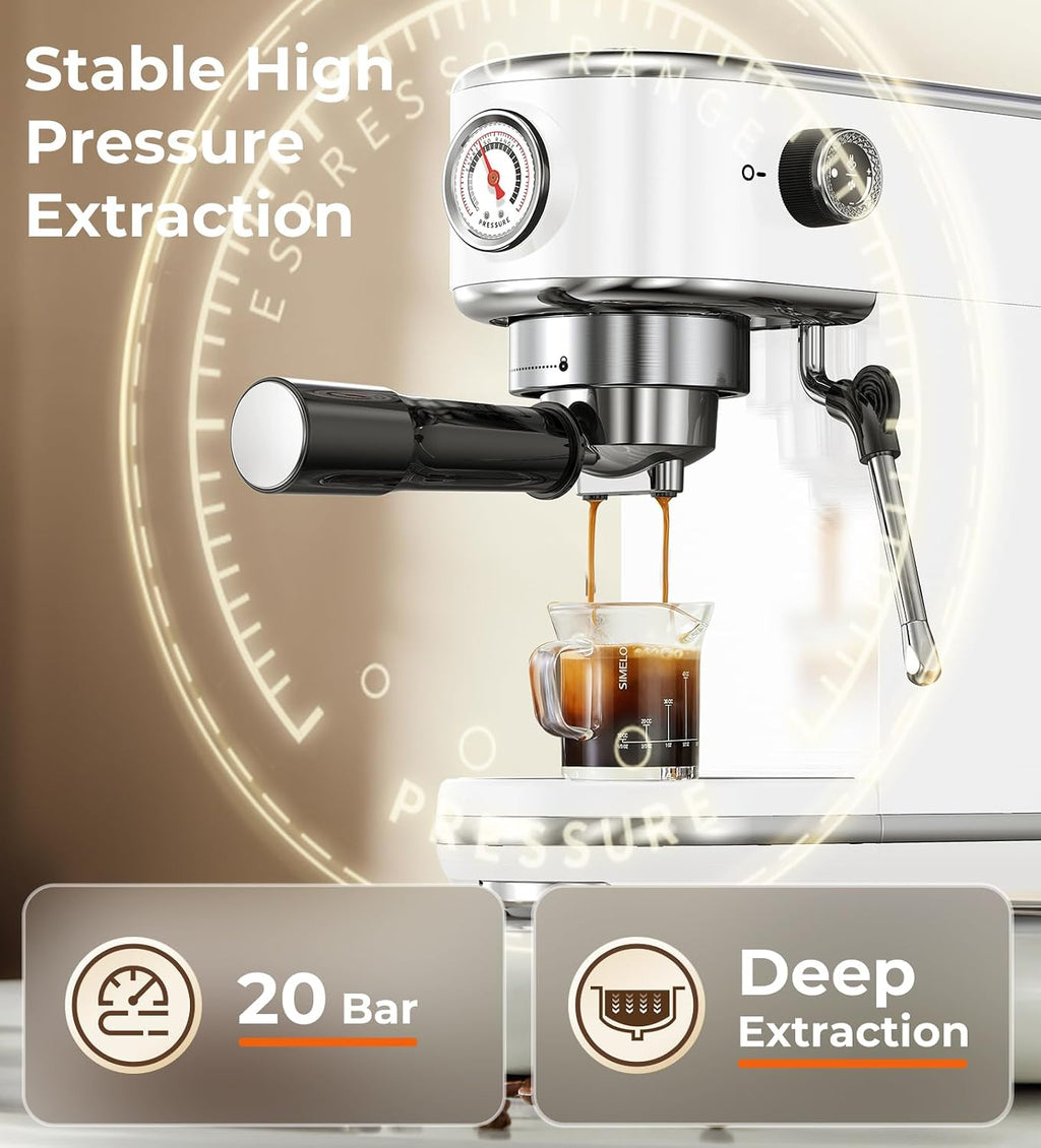 atatix Máquina de Espresso de 20 Bar con Espumador de Leche, Cafetera de Espresso Compacta, Máquina de Café de Acero Inoxidable con Control Preciso de Temperatura y Tanque de Agua Extraíble de 44 oz