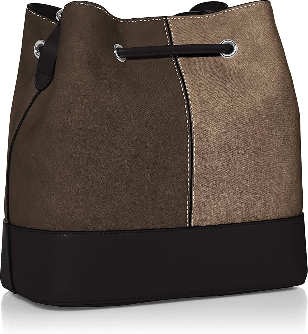Calvin Klein Gabrianna Bolsa al hombro para mujer | Faux Leather, Adjustable Convertible Strap, Drawstring Closure, 2 Slip Pockets, 1 Zip Pocket, Everyday