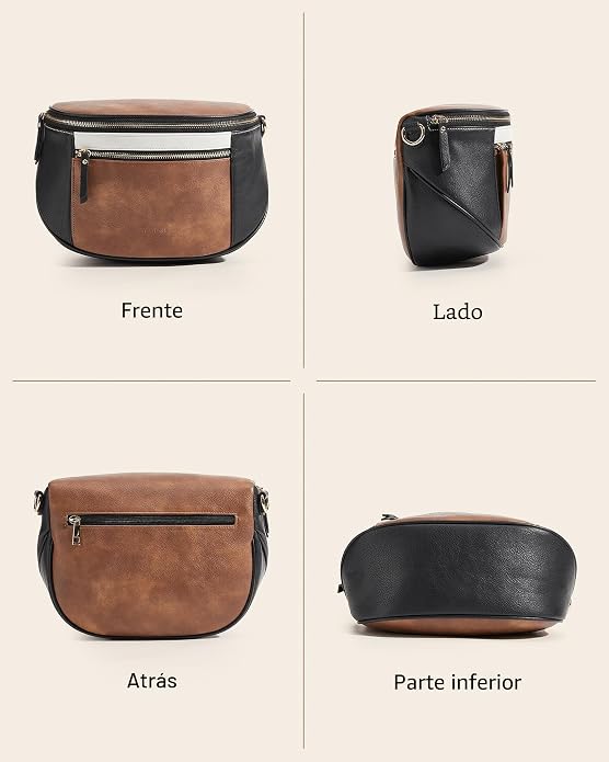 Missnine Bolso Cruzado, Bolsos Cruzados de Cuero Medianos para Mujeres Bolso de Viaje, Bolso de Hombro con Ranuras de Bloqueo RFID