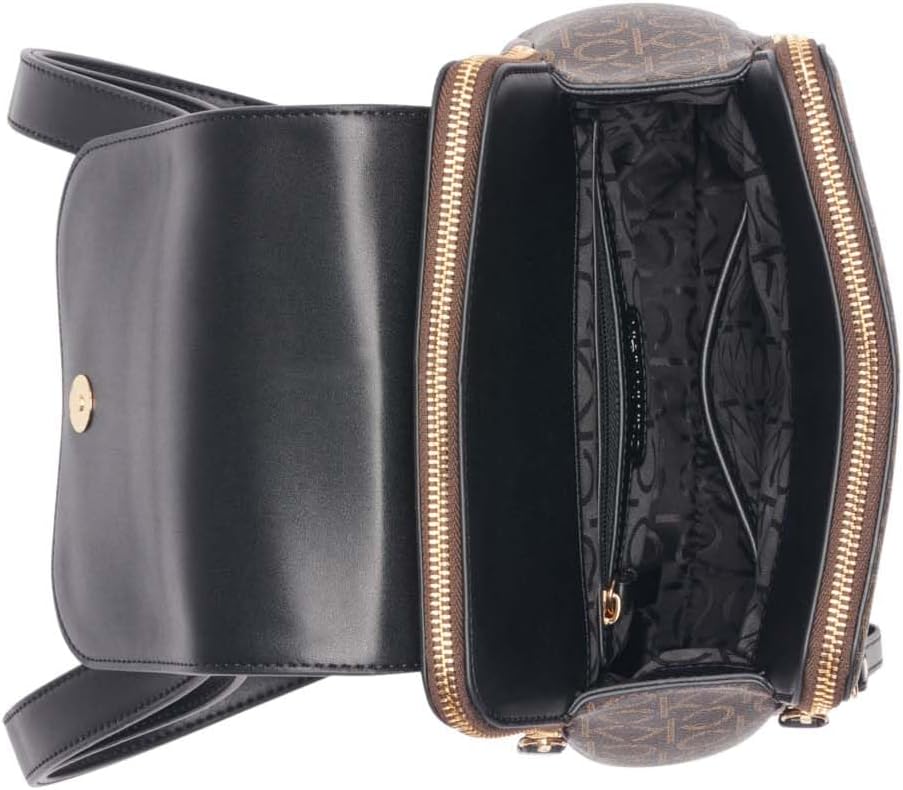 Calvin Klein Mochila Elaine Signature con solapa para mujer, Tamaño único
