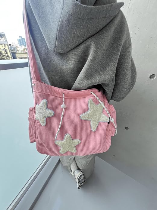 Bolso de mano con forma de estrella, diseño de mensajero estético, bolso de mano de gran capacidad, bolso de hombro casual cruzado