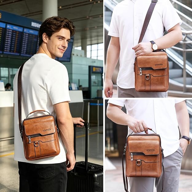 Bolsa de mensajero para hombres, bolso cruzado de hombro, cartera p...