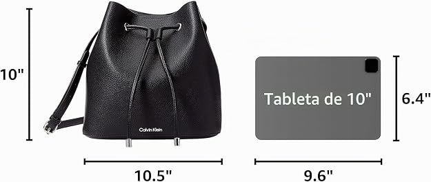 Calvin Klein Gabrianna Bolsa al hombro para mujer | Faux Leather, Adjustable Convertible Strap, Drawstring Closure, 2 Slip Pockets, 1 Zip Pocket, Everyday