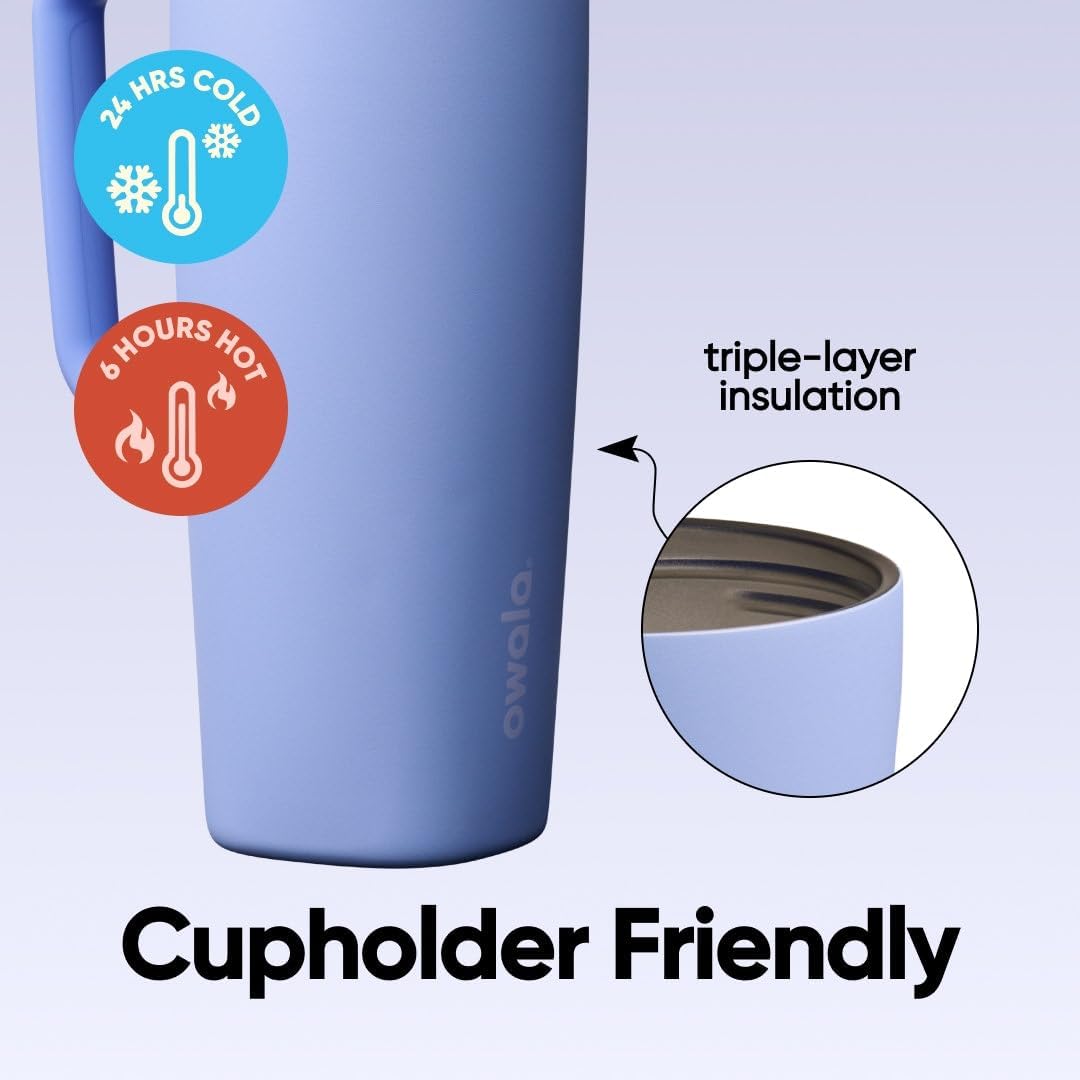 Owala SmoothSip Slider - Taza de viaje aislada de acero inoxidable...