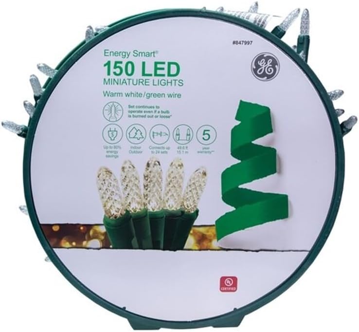 GE Energy Smart 150 LED 49 pies (15 m) Cadena de Luces de Navidad M...