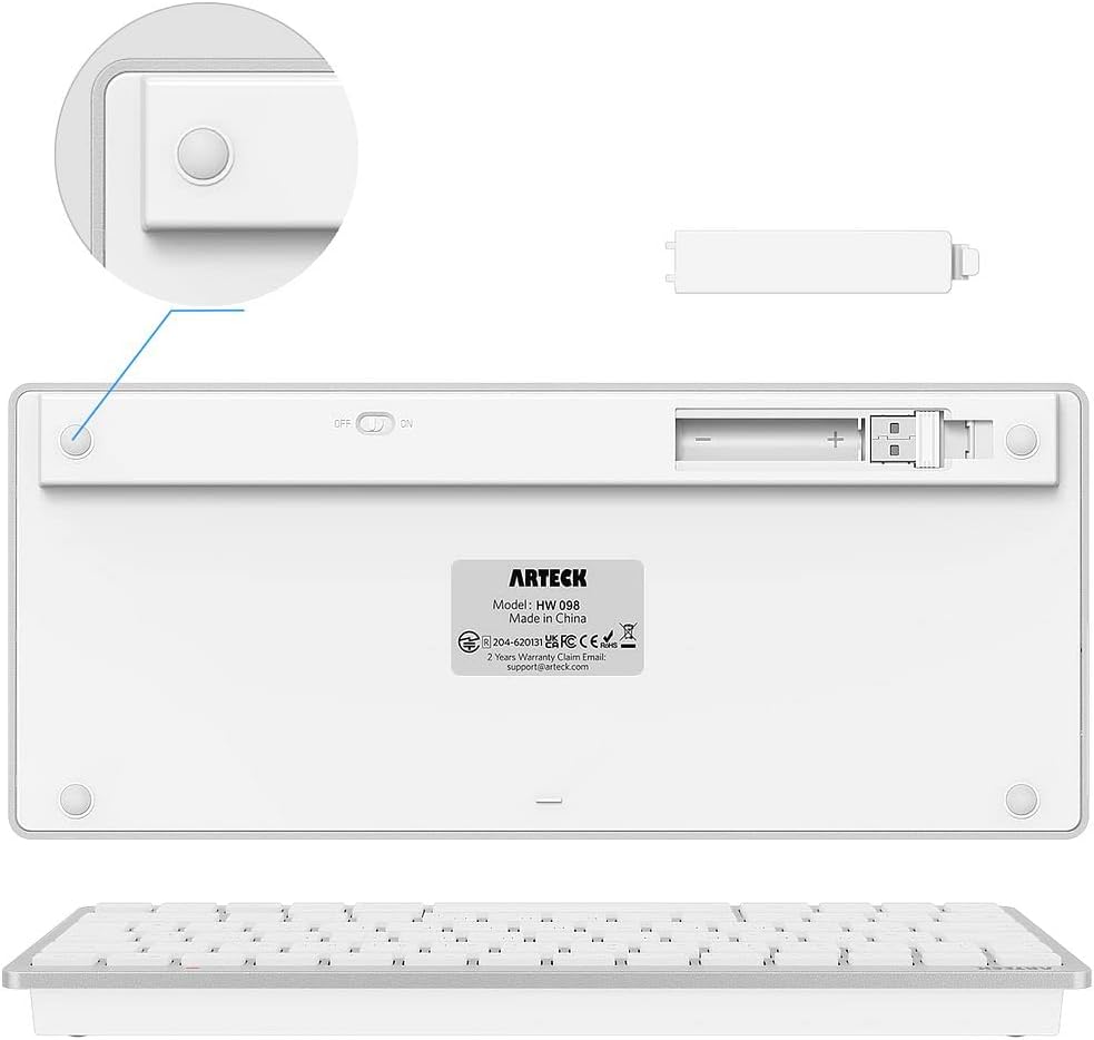 Arteck Teclado inalámbrico 2.4G ultradelgado y compacto con teclas...