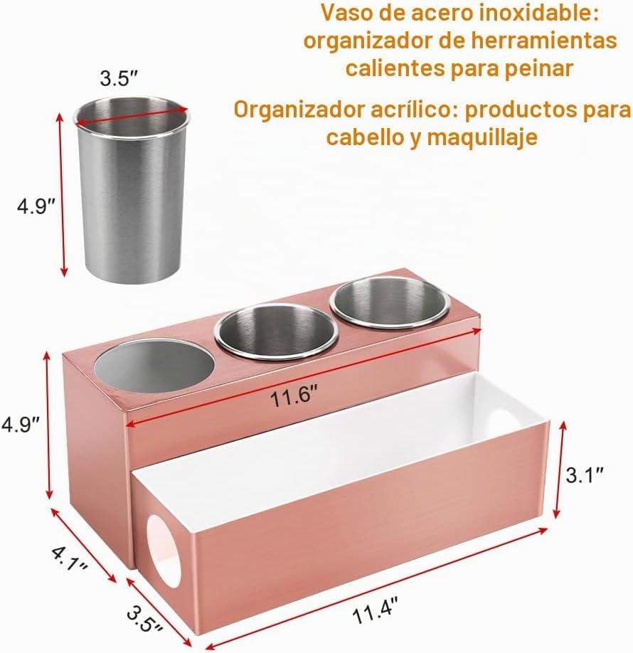GFWARE Organizador de herramientas de peinado caliente con 3 tazas...