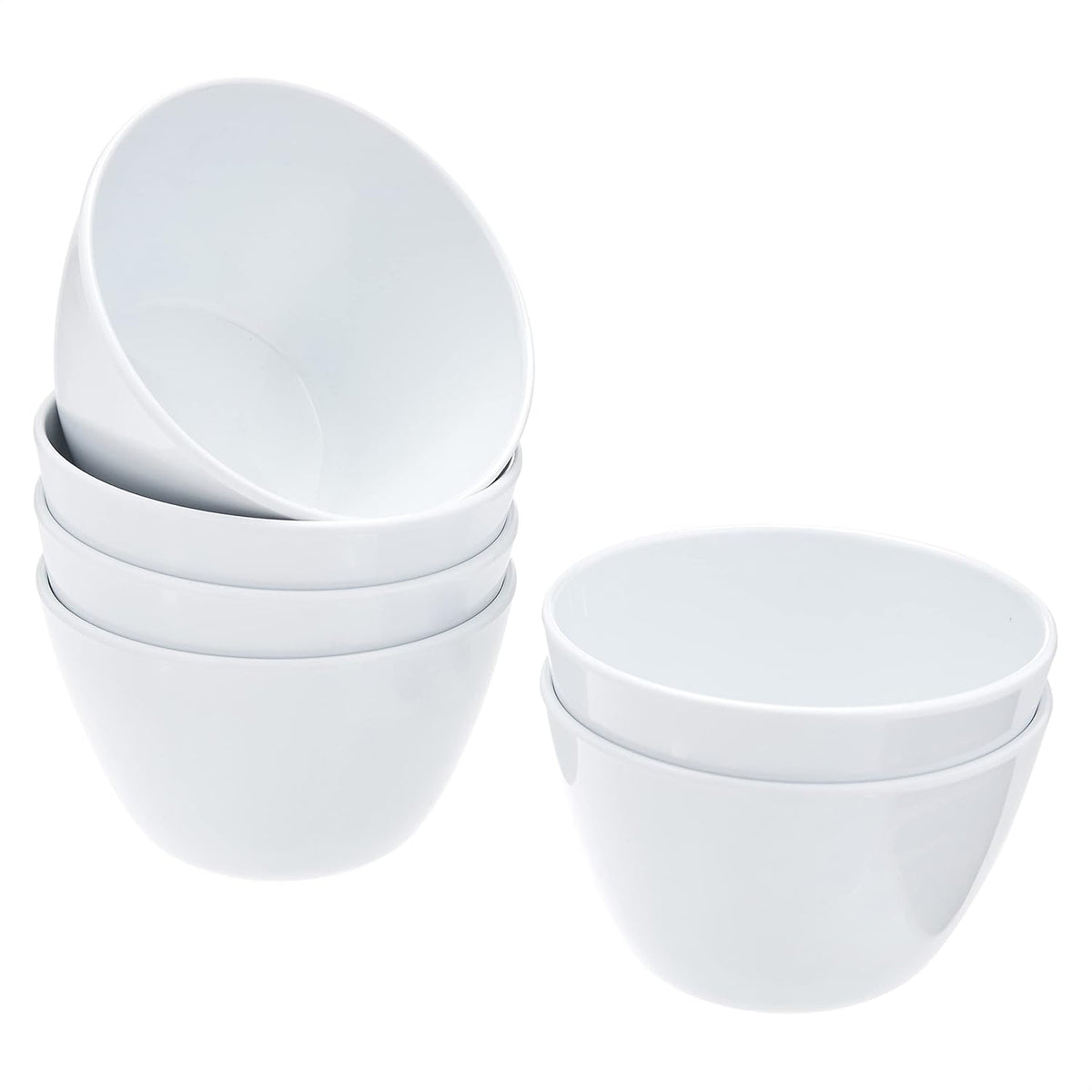 Amazon Basics Tazón redondo de melamina, 8 oz, blanco, juego de 6 p...