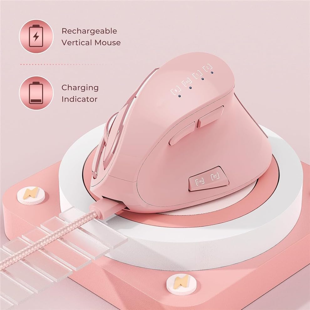 JOMAA Ratón inalámbrico ergonómico vertical, 2.4G y Bluetooth 5.0\/...