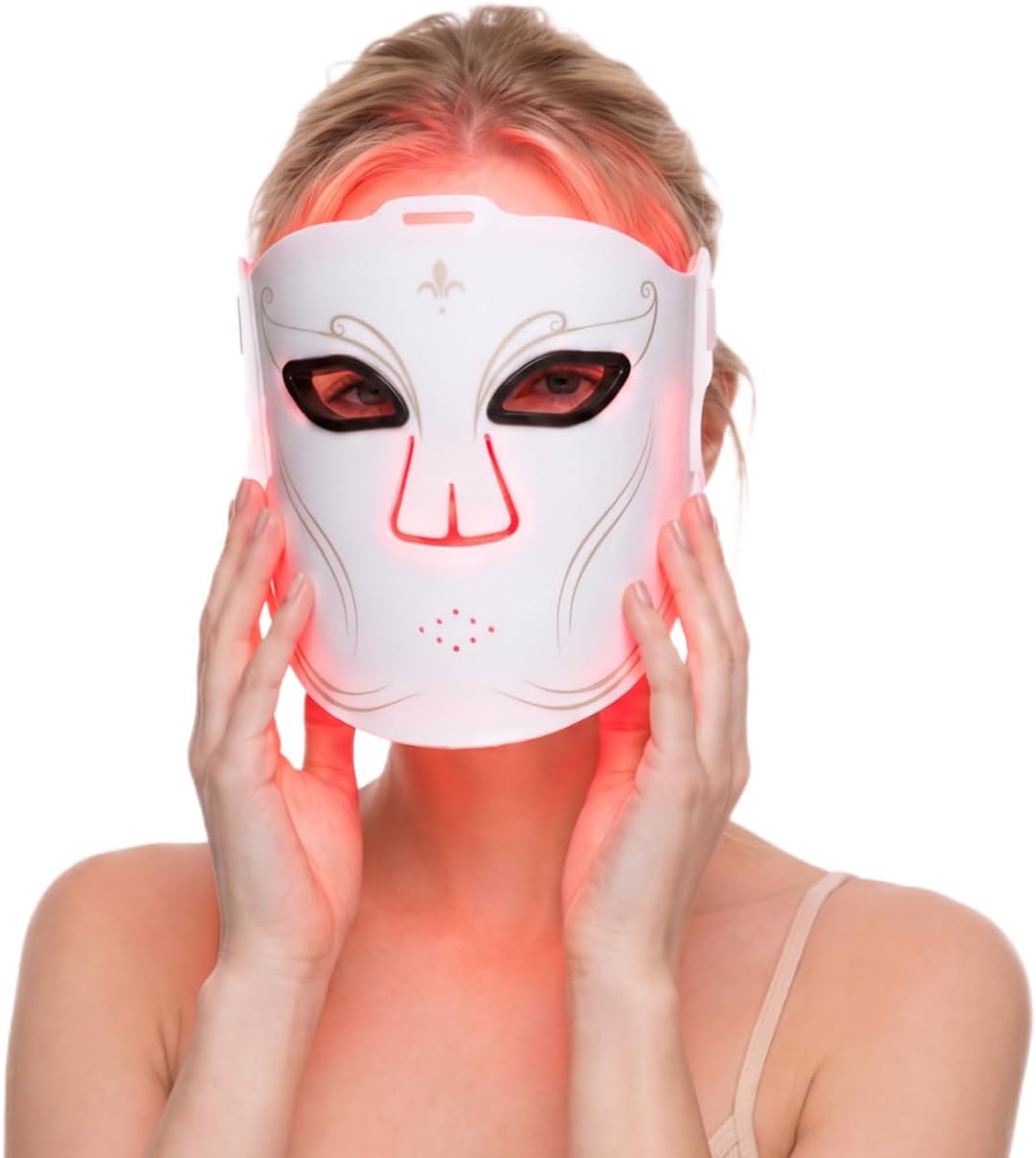 Máscara de terapia de luz roja para cara, máscara facial inalámbric...