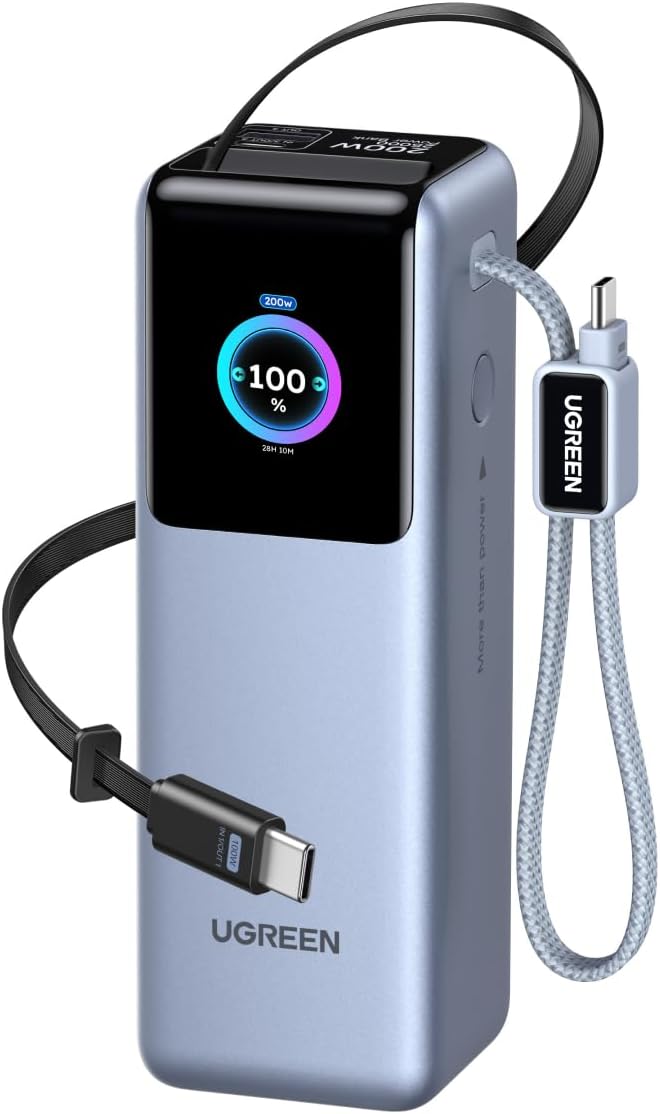 UGREEN Nexode Pro 25000mAh 200W Laptop Power Bank con cables retrác...