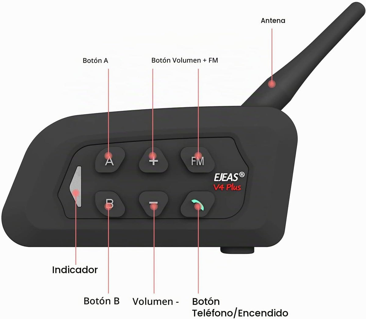 MIMIRACLE V4 Plus Casco de Motocicleta Bluetooth Intercomunicador,...