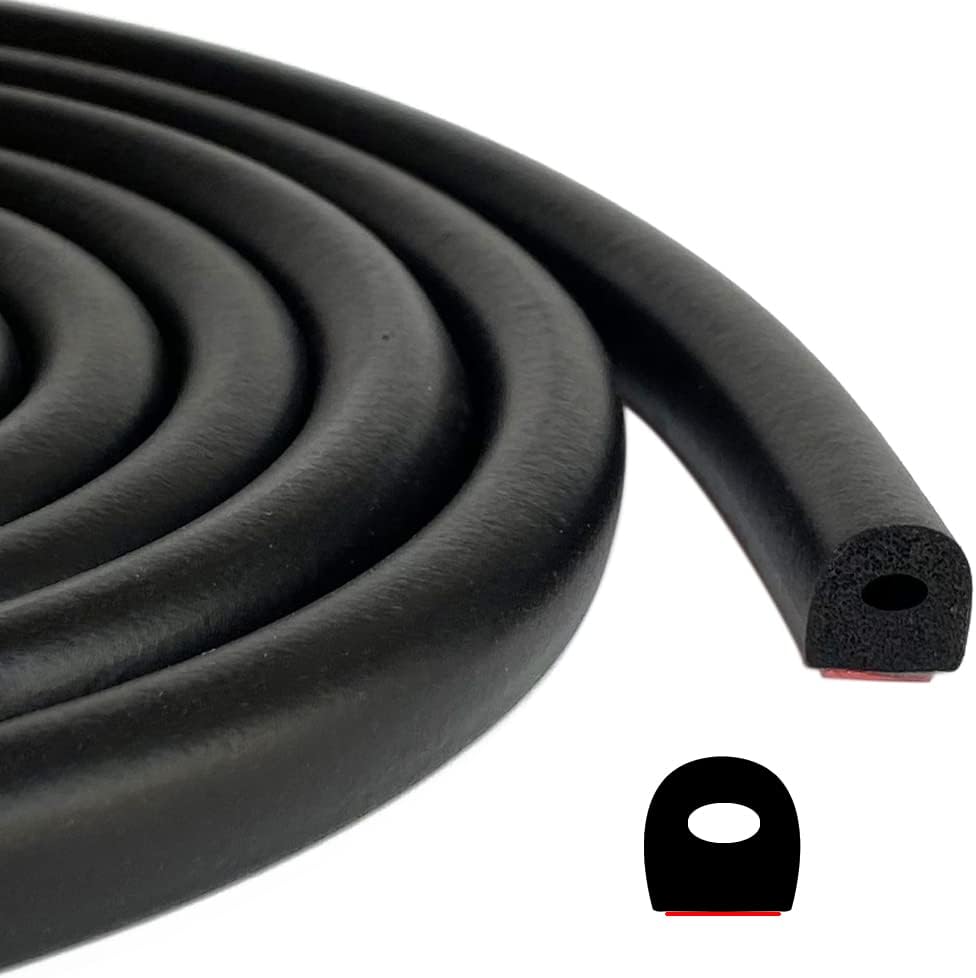Tintvent Sello de goma de espuma EPDM en forma de D con cinta, burl...