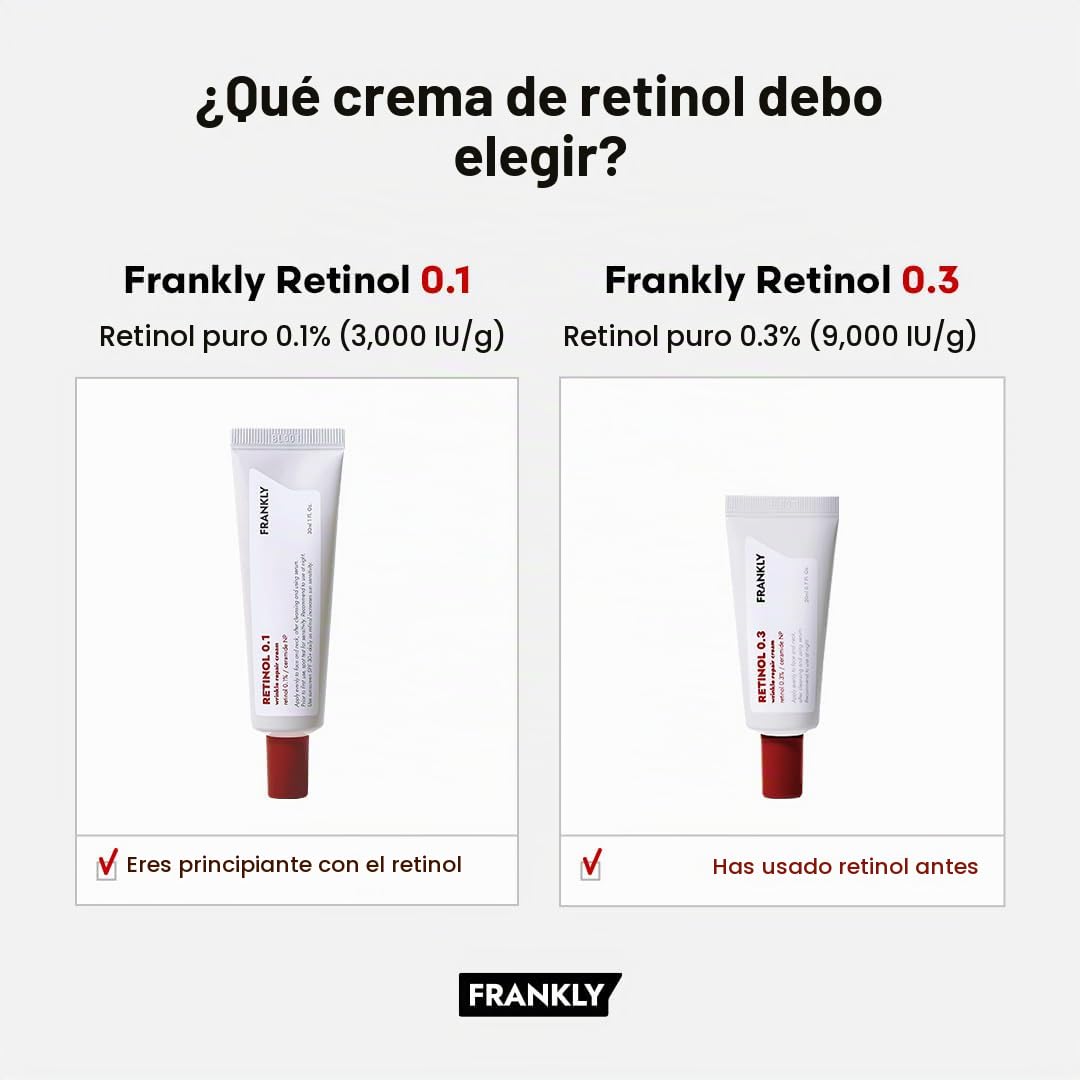FRANKLY Retinol 0.1% Crema, 1.01 fl oz - Retinol coreano para princ...